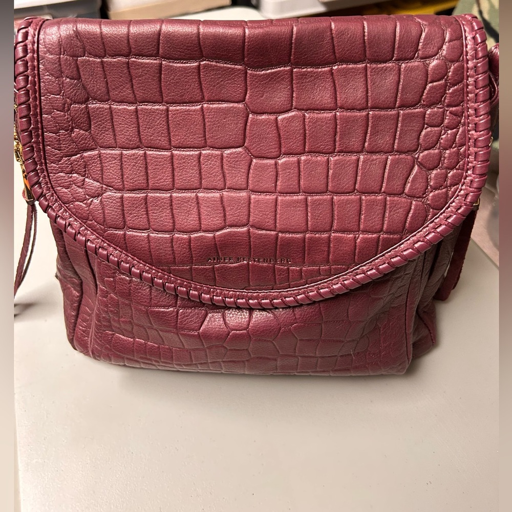 Aimee Kestenberg All For Love Convertible Leather Shoulder Bag True Plum Croco